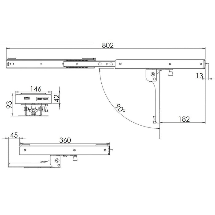 Sliding LCD TV Ceiling Bracket for Campers Nova  - Dynamic Drive