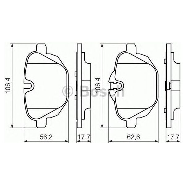 Bosch Brake Pad Set Bp1354 fits BMW 5 520d Efficient Dynamics - 2.0 - 10-14 0986