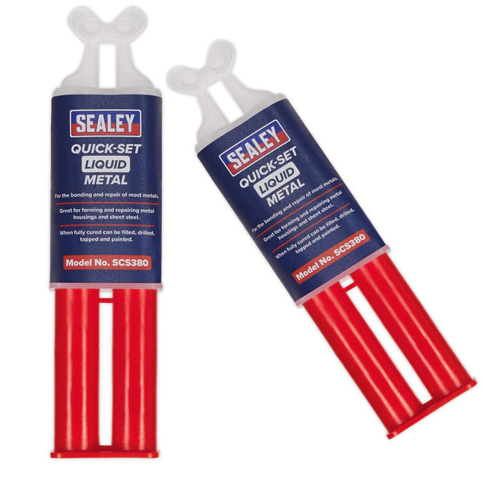 2pk Sealey SCS380 Quick Set Liquid Metal - Chemical Epoxy Metal Repair Syringe Sealey  - Dynamic Drive