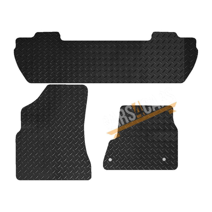 Blue Trim TailoBlue Rubber Car Mats for Peugeot Partner Tepee 08> Set of 3 With 2 Clips UKB4C  - Dynamic Drive