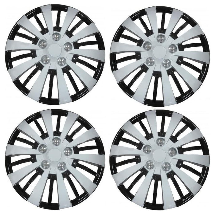 4x Wheel Trims Hub Caps 16" Covers in Silver and Black Alloy Look UKB4C  - Dynamic Drive