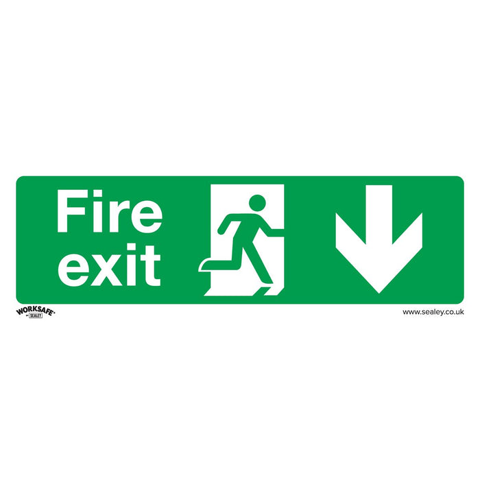 Sealey Safe Conditions Safety Sign Fire Exit (Down) Rigid Plastic SS22P1 Sealey  - Dynamic Drive