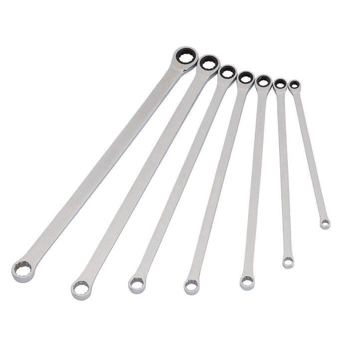 Draper Hi-Torq Extra-Long Double Ring Ratchet Spanner Set (7 Piece) - 27778 Draper  - Dynamic Drive