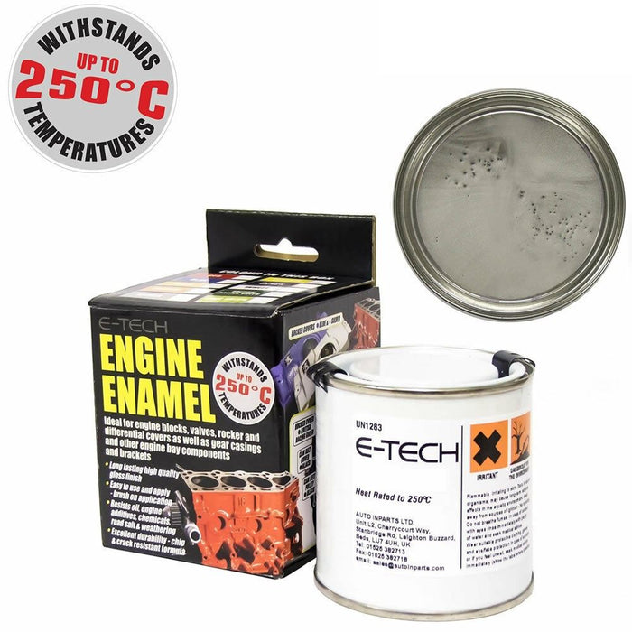 E-Tech SILVER Engine Enamel Paint 250ml Heat Resistant High Temp