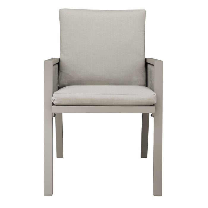 Dellonda Set of 6 Fusion Garden/Patio Dining Chairs with Armrests - Light Grey