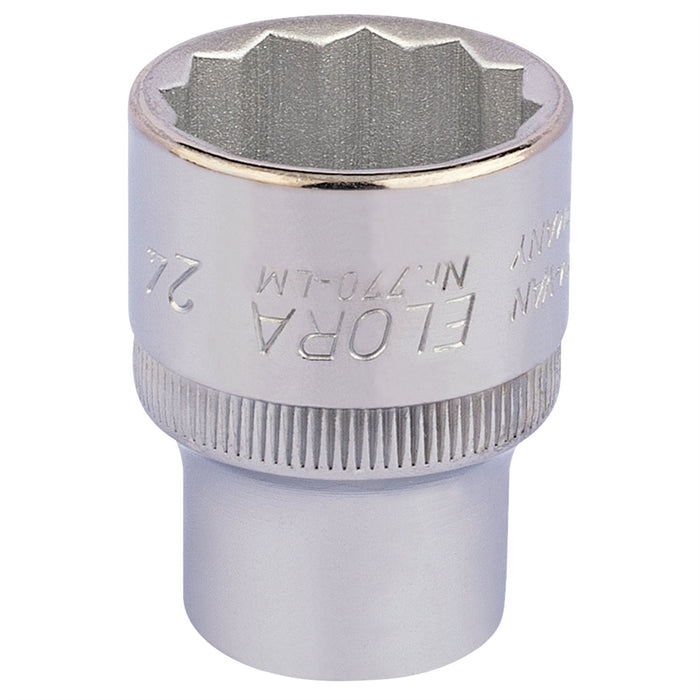 Draper Elora Bi-Hexagon Socket, 1/2" Sq. Dr., 24mm 24690