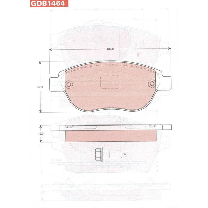 Genuine TRW Brake Pads (Front) (R90) GDB1464