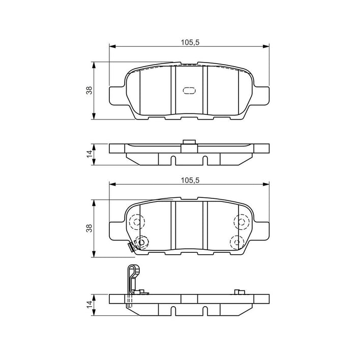 Genuine Bosch Brake Pad Set Bp1515 fits Nissan Juke CVTC - 1.6 - 10- 0986495089