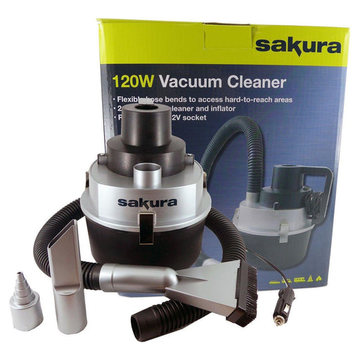 12v Sakura Wet Dry Vacuum Cleaner Hoover Portable Car Caravan Air Pump Inflator Sakura  - Dynamic Drive