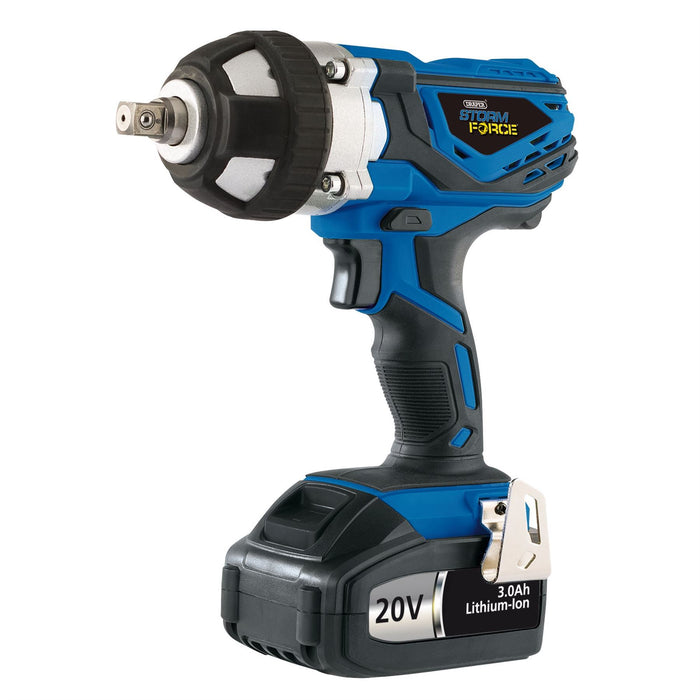 Draper Storm Force 20V Cordless Impact Wrench, 1/2" Sq. Dr., 400Nm, 2 x 3.0Ah Ba Draper  - Dynamic Drive