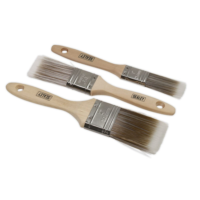 Sealey Wooden Handle Paint Brush Set 3pc SPBS3W Sealey  - Dynamic Drive