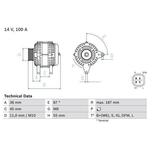 Bosch Reman Alternator 4612 0986046120