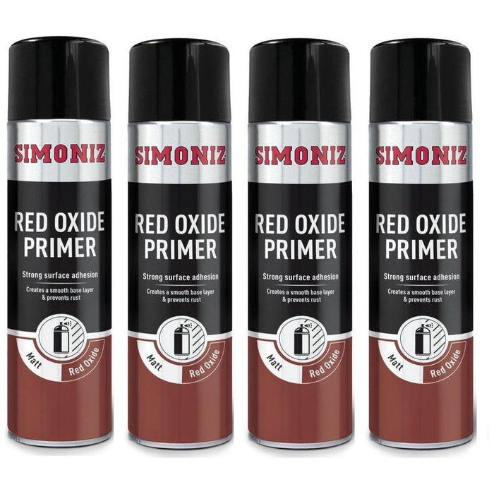 4x Simoniz Red Oxide Primer Acrylic Aerosol Auto Car Spray Paint 500ml SIMP13D