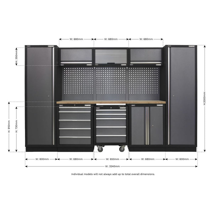 Sealey Superline Pro 3.2m Storage System Wood Worktop APMSSTACK03W Sealey  - Dynamic Drive