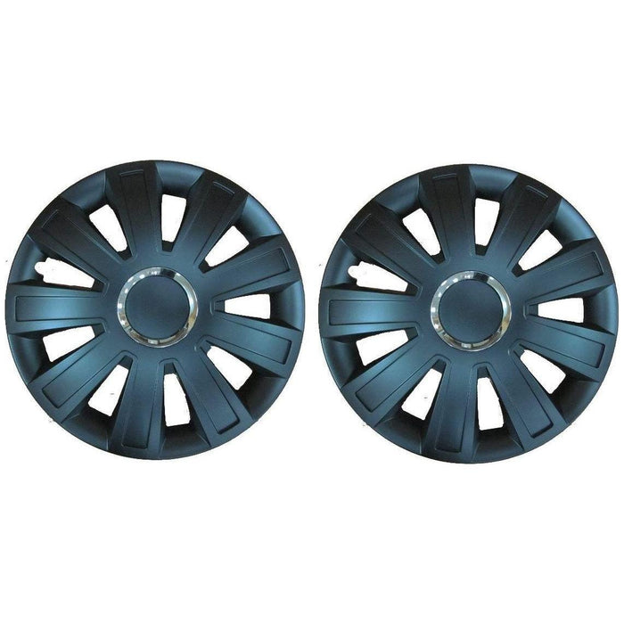 Pair Of Black 14" Universal Caravan Wheel Trims Hub Caps UKB4C  - Dynamic Drive