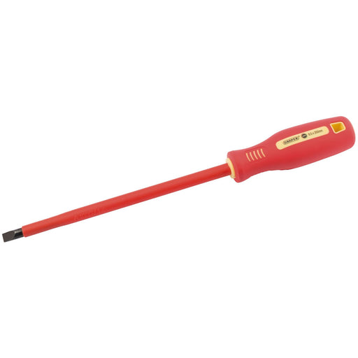 Draper Fully Insulated Plain Slot Screwdriver, 8 x 200mm (Sold Loose) 54273 Draper  - Dynamic Drive