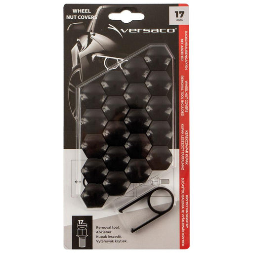 Versco 17mm Black Alloy Wheel Nut Bolt Covers Caps Universal Set For Any Car Versaco  - Dynamic Drive