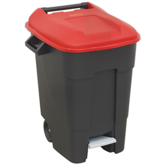 Sealey Refuse/Wheelie Bin with Foot Pedal 100L Red BM100PR