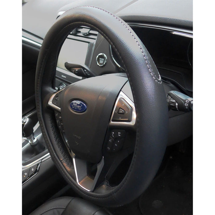 Black Steering Wheel Cover Soft Grip Leather Look for Fiesta 08-On UKB4C  - Dynamic Drive