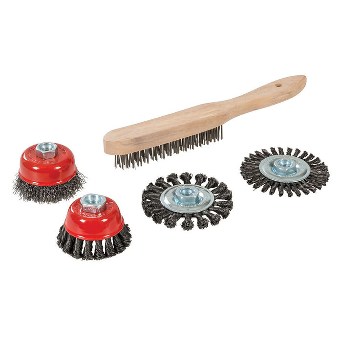 Silverline Wire Brush, Cup & Twist-Knot Wheel Set 5pce 5pce