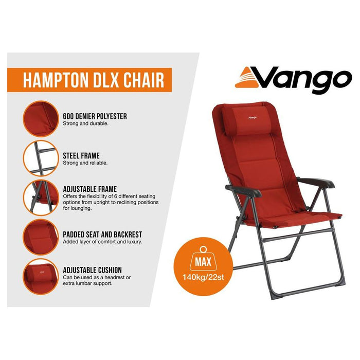 Vango Hampton DLX Lightweight Folding 7 Position Recline Camping Chair Vango  - Dynamic Drive