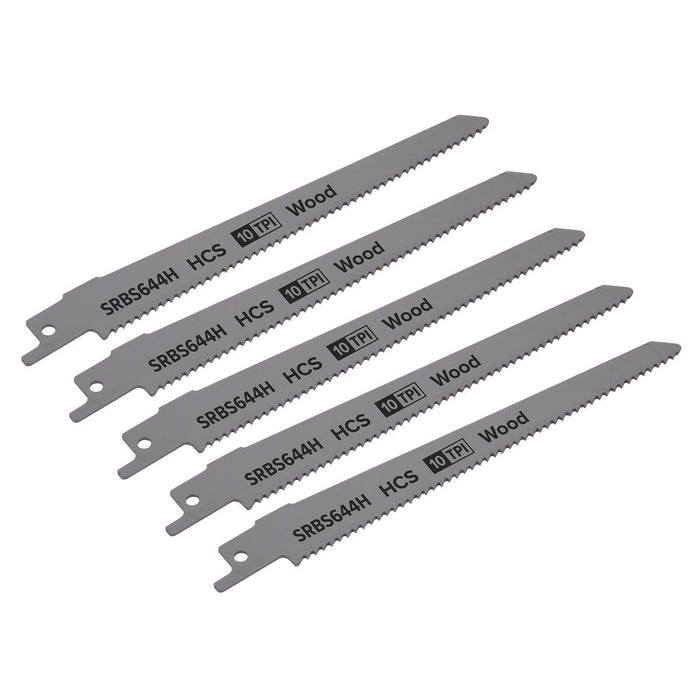 Sealey Reciprocating Saw Blade Clean Wood 150mm 10tpi Pack of 5 SRBS644H