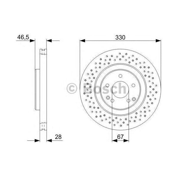 Bosch Brake Disc Single fits Mercedes-Benz C C180 Kompressor - 1.8 - 02-07 09864