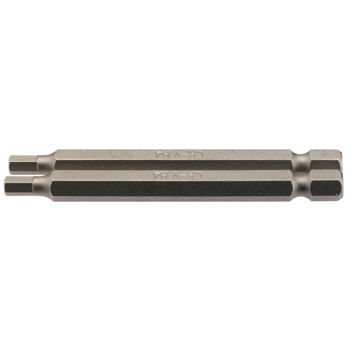 Draper Hexagonal Insert Bit, 4mm, 1/4" Hex, 75mm Long (Pack of 2) 64321 Draper  - Dynamic Drive