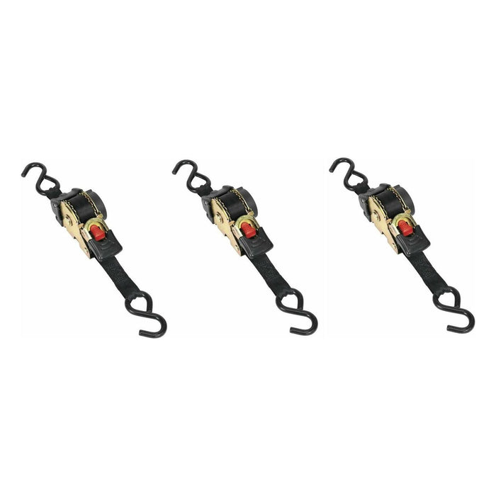 3x Sealey Auto Retract Ratchet Tie Down Straps 600kg Capacity 25mmx3m ATD25301 Sealey  - Dynamic Drive