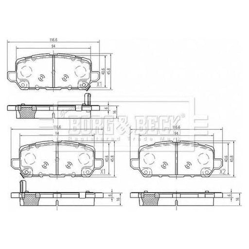 Genuine Borg & Beck Rear Brake Pads fits Honda HRV 0815 BBP2607 Borg & Beck  - Dynamic Drive