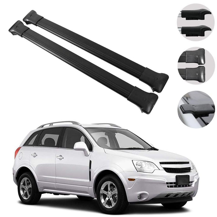 Roof Bars Rack Aluminium Black fits Chevrolet Captiva 2006-2016 Omtec  - Dynamic Drive