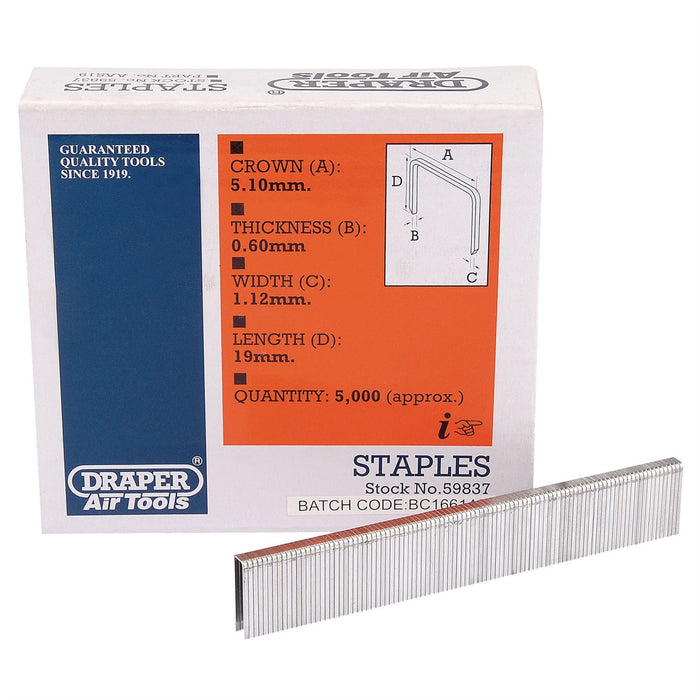 Draper Staple, 19mm (5000) 59837 Draper  - Dynamic Drive