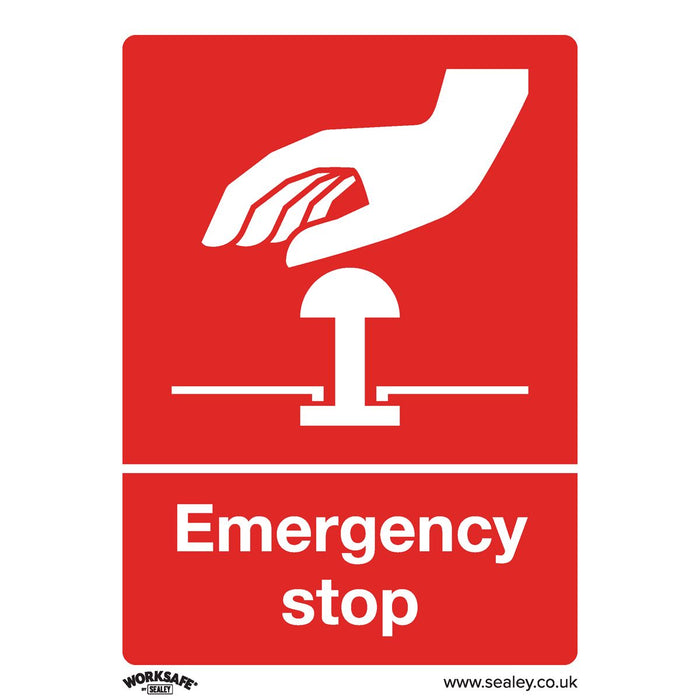 Sealey Safe Conditions Safety Sign Emergency Stop Rigid Plastic SS35P1 Sealey  - Dynamic Drive