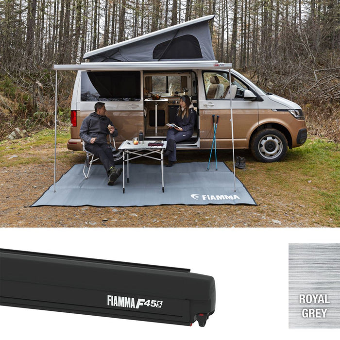 Fiamma F45s 300 Awning for VW T5/T6 Multivan / Transporter Long WB (RHD, Royal Grey, Deep Black)