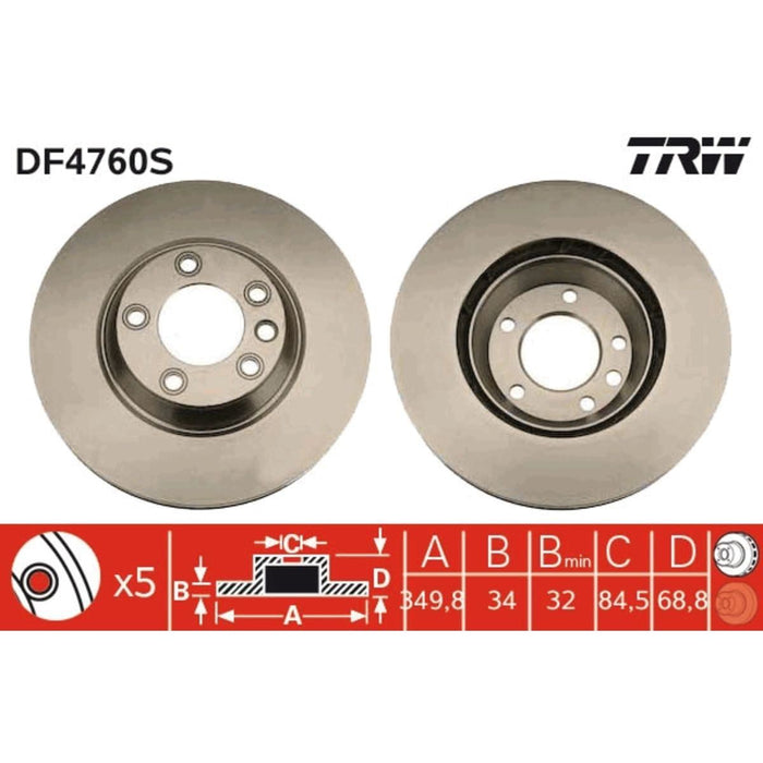 Genuine TRW Brake Disc Rh (Single) DF4760S