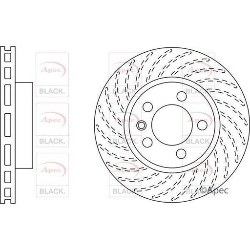 APEC Black Brake Disc (Front) (Single) DSK2308B fits VW Porsche Cayenne Cayenne Apec Black  - Dynamic Drive