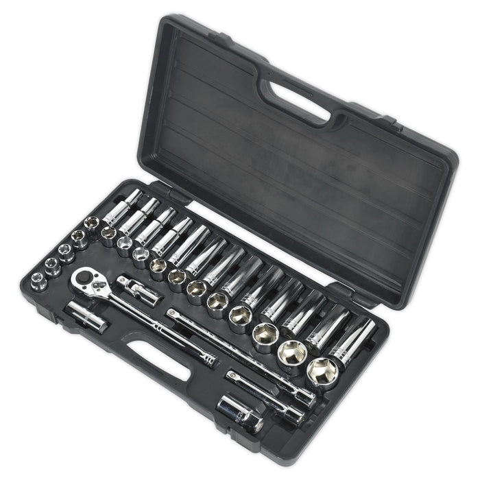 Siegen by Sealey Socket Set 35Pc 1/2Inchsq Drive 6Pt Walldrive Metric