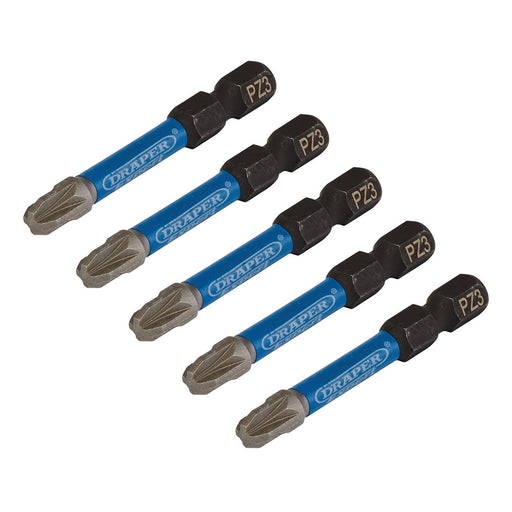 Draper Expert PZ-Type Impact Screwdriver Bits, No.3 x 50mm, 1/4" Hex (Pack of 5) Draper  - Dynamic Drive