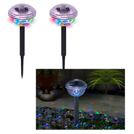 Pair of Solar Disco Stake LED Lights Gardenwize  - Dynamic Drive