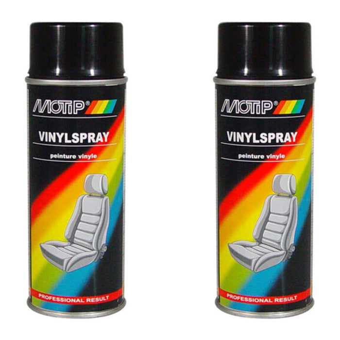 2x Motip Vinyl Spray Paint Black Car Vinyl Leather Interior Cleaner Spray 400ml Motip  - Dynamic Drive