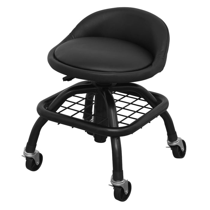 Sealey Creeper Stool Pneumatic with Adjustable Height Swivel Seat & Back Rest Sealey  - Dynamic Drive