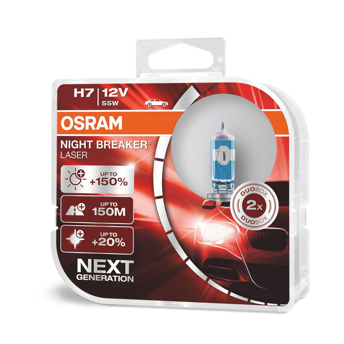 Osram H7 Night Breaker LASER Bulbs (x2) +150% More Light (477) 64210NL-HCB Osram  - Dynamic Drive