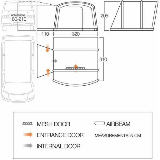 Vango Cove Air TC Low Drive Away Awning  (180 - 210cm) Campervan Vango  - Dynamic Drive