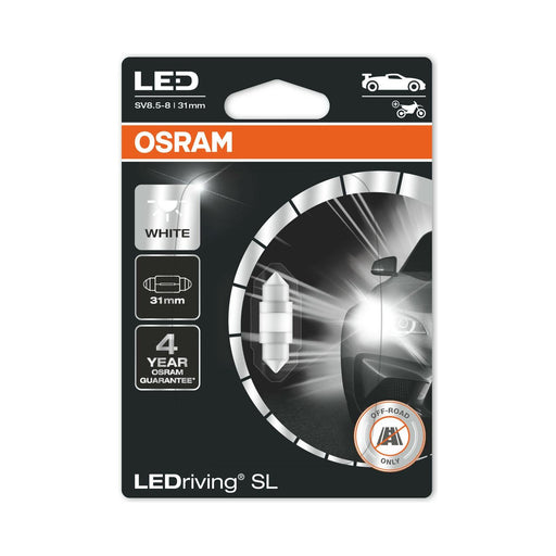 6438DWP-01B Osram LED Festoon 31mm Interior Bulb Cool White 12v 1W SV8.5-8 LED Osram  - Dynamic Drive