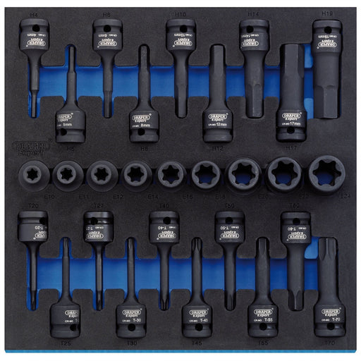 Draper TX-STAR Impact & Hex Socket Set in 1/2 Drawer EVA Insert Tray, 1/2" Sq. D Draper  - Dynamic Drive