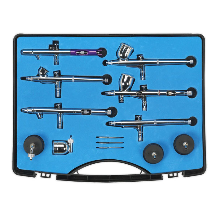 AIR BRUSH KIT 10PC GRAVITY/SUCTION FEED Sealey  - Dynamic Drive