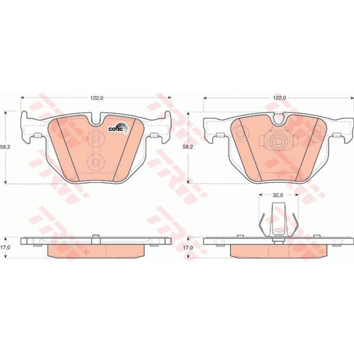 Genuine TRW Brake Pads (Rear) (R90) GDB1730