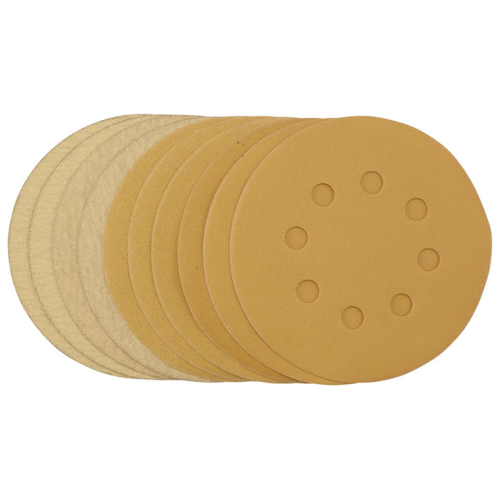 Draper Gold Sanding Discs with Hook & Loop, 125mm, Assorted Grit - 120G, 180G, 2 Draper  - Dynamic Drive