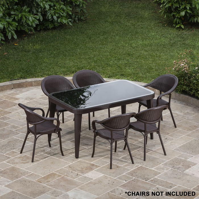 Dellonda Dining Tables with Tempered Glass Top 150 x 90 x 76cm - Dark Brown Dellonda  - Dynamic Drive