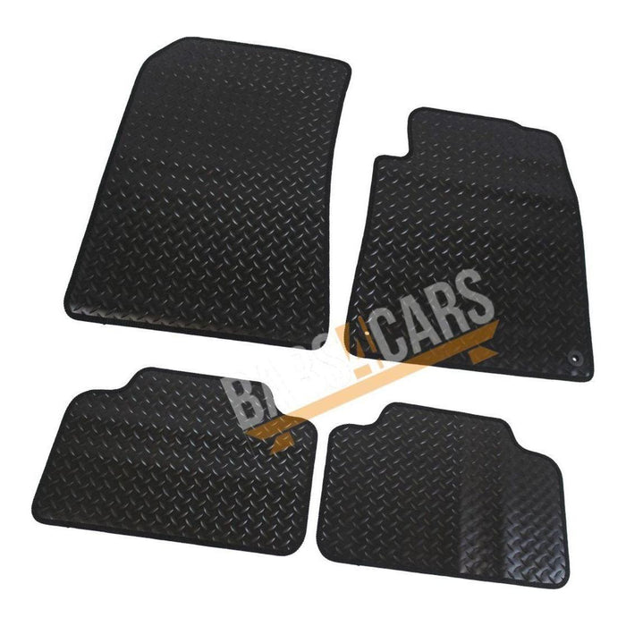 Blue Trim TailoBlue Black Rubber Car Mats for Peugeot 407 Set of 4 With 2 Clips UKB4C  - Dynamic Drive